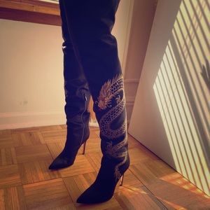 Dragon thigh high boot